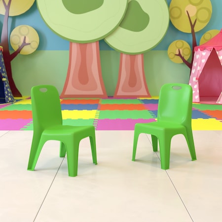 Flash Furniture Green Plastic Stack School Chair-11"H Seat, PK2 2-YU-YCX-011-GREEN-GG